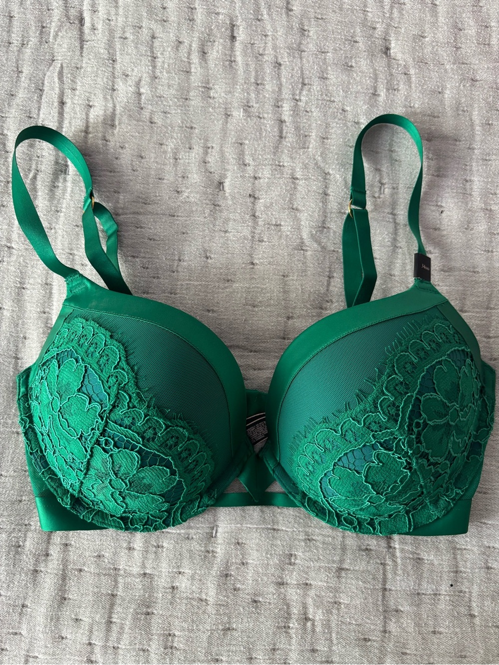 Victorias Secret Fashion Show green lace bra 34DD NWT